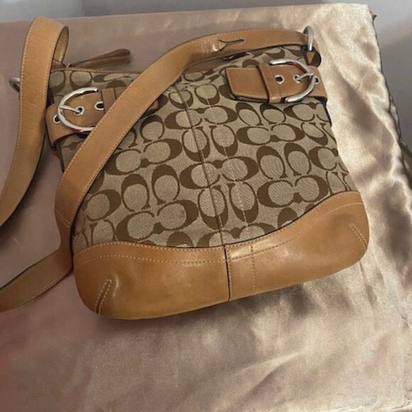 Coach Handbags - Coach Signature Jacquard Canvas and Leather Soho Duffle Bag M05W-3574